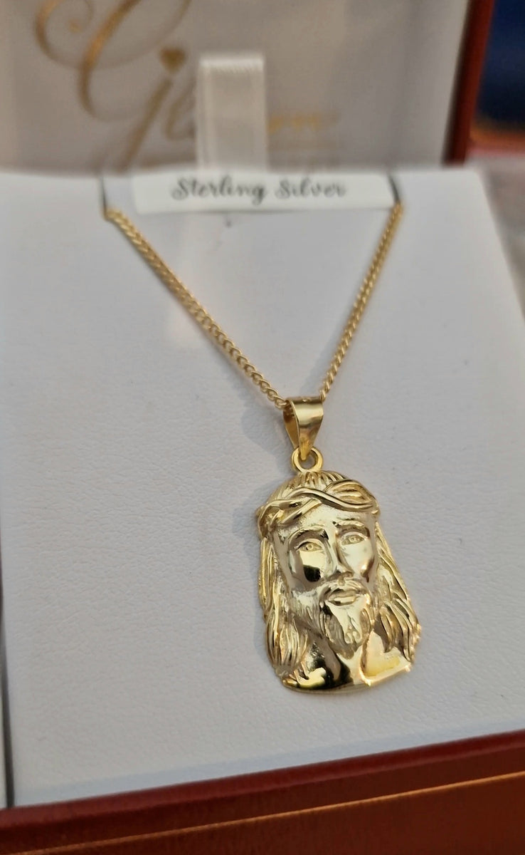Claddagh Gold 925 Sterling Silver Jesus Face Pendant – Handcrafted In USA, Simple & Meaningful Religious Jewelry - View #8
