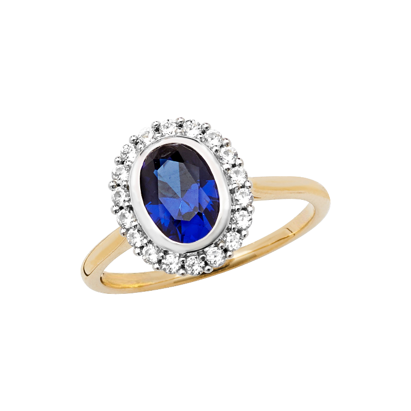 9ct Gold Cubic Zirconia & Oval Ruby Dress Ring main image 1