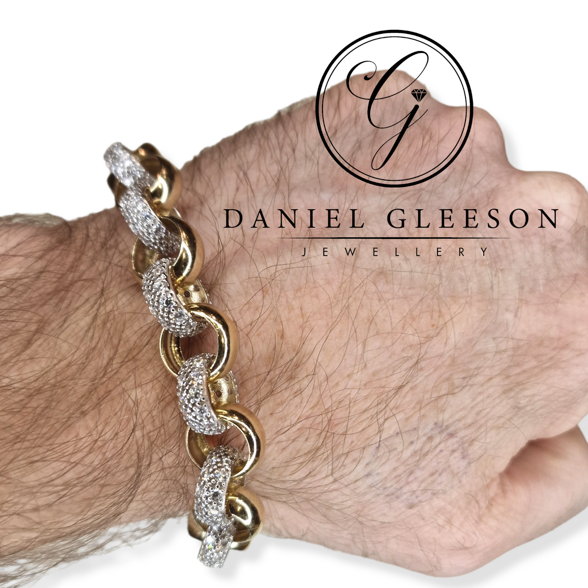 9ct Gold Mens CZ Belcher Bracelet – Daniel Gleeson Jewellers