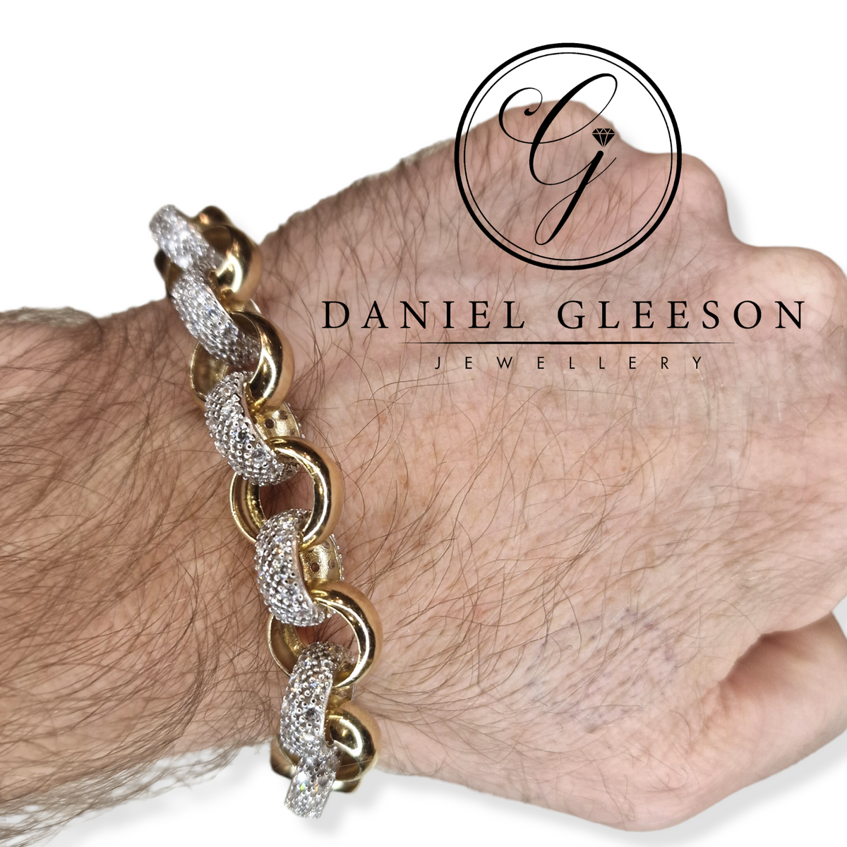 9ct Gold Mens CZ Belcher Bracelet Daniel Gleeson Jewellers