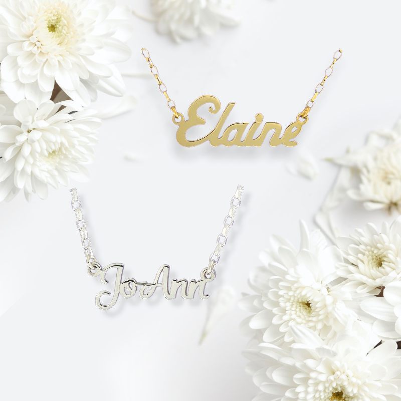 Name Necklaces personalised in gold and silver