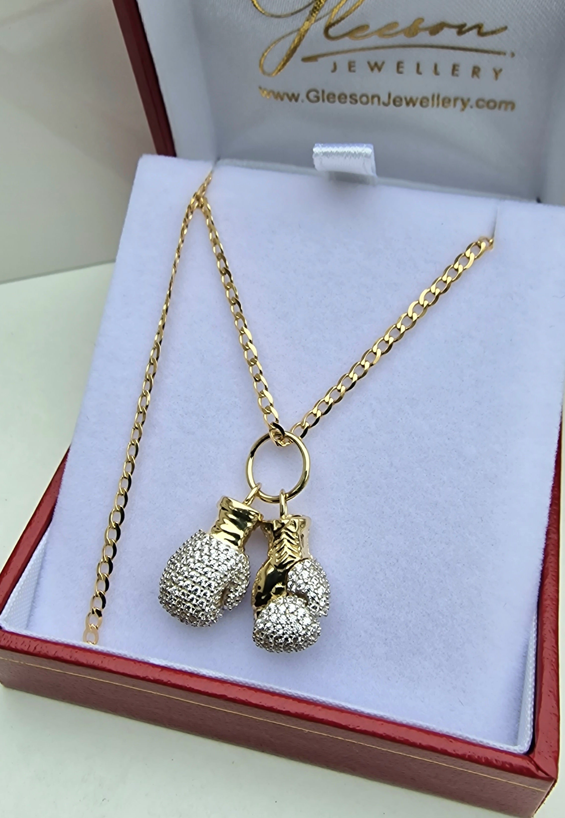 9ct Gold Boxing Glove Double Seperate Pendants 20