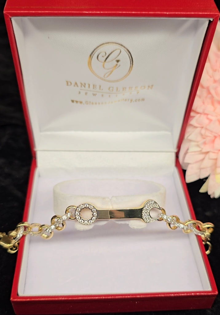 Engravable gold baby identity  spanner bracelet 