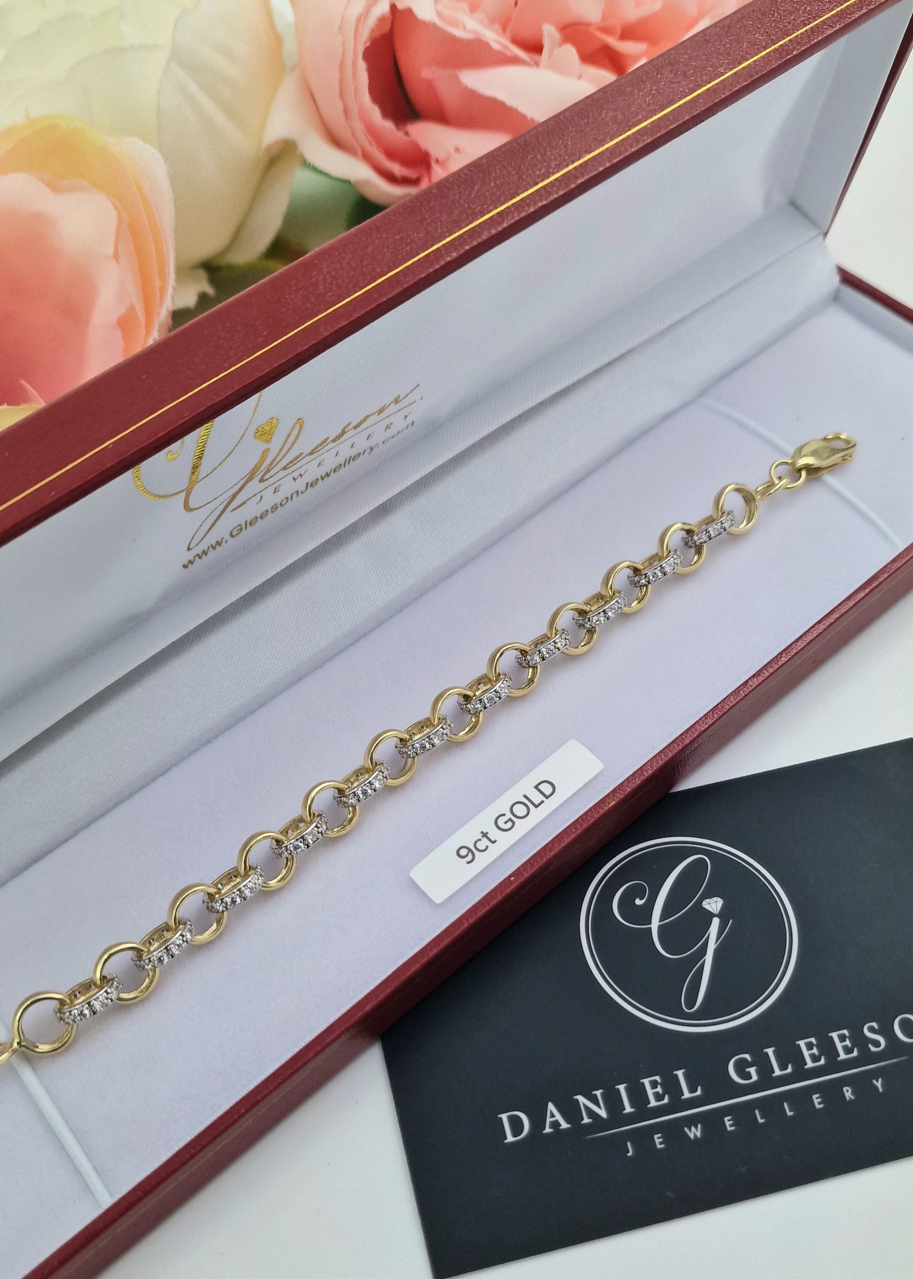 9ct Gold CZ Centrepiece Belcher Bracelet – John Ross Jewellers