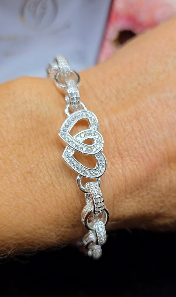 Sterling Silver double heart bracelet 