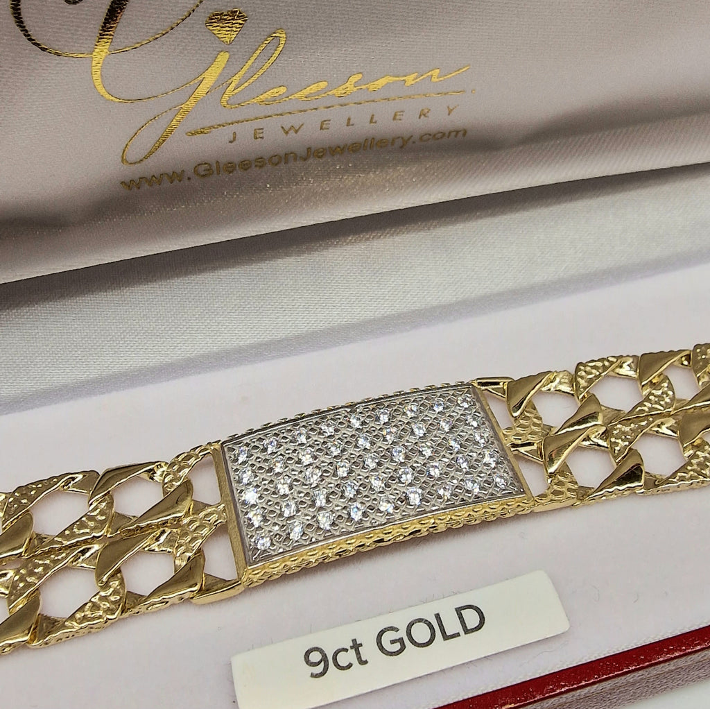 9ct Gold Cubic Zirconia Baby/Kids Double ID Bracelet Gleeson Jewellery, Daniel Gleeson Jewellers