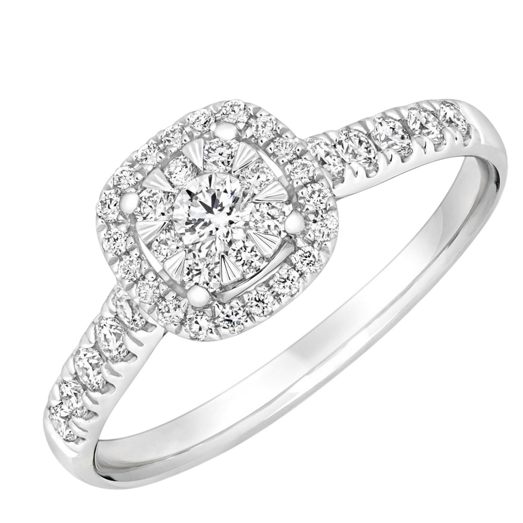 18ct White Gold Natural Diamond Ring 