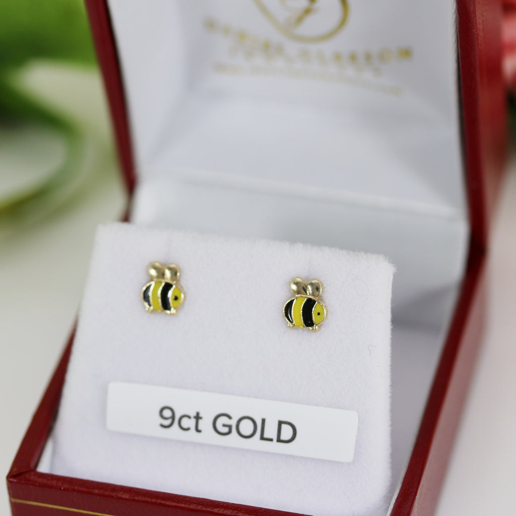 kids bee gold stud earrings 