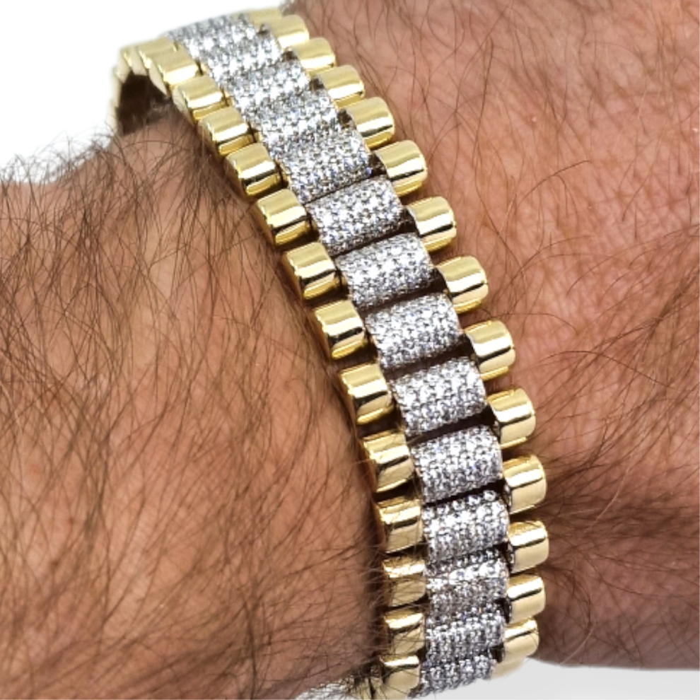 Rolex style bracelet with diamonds hotsell