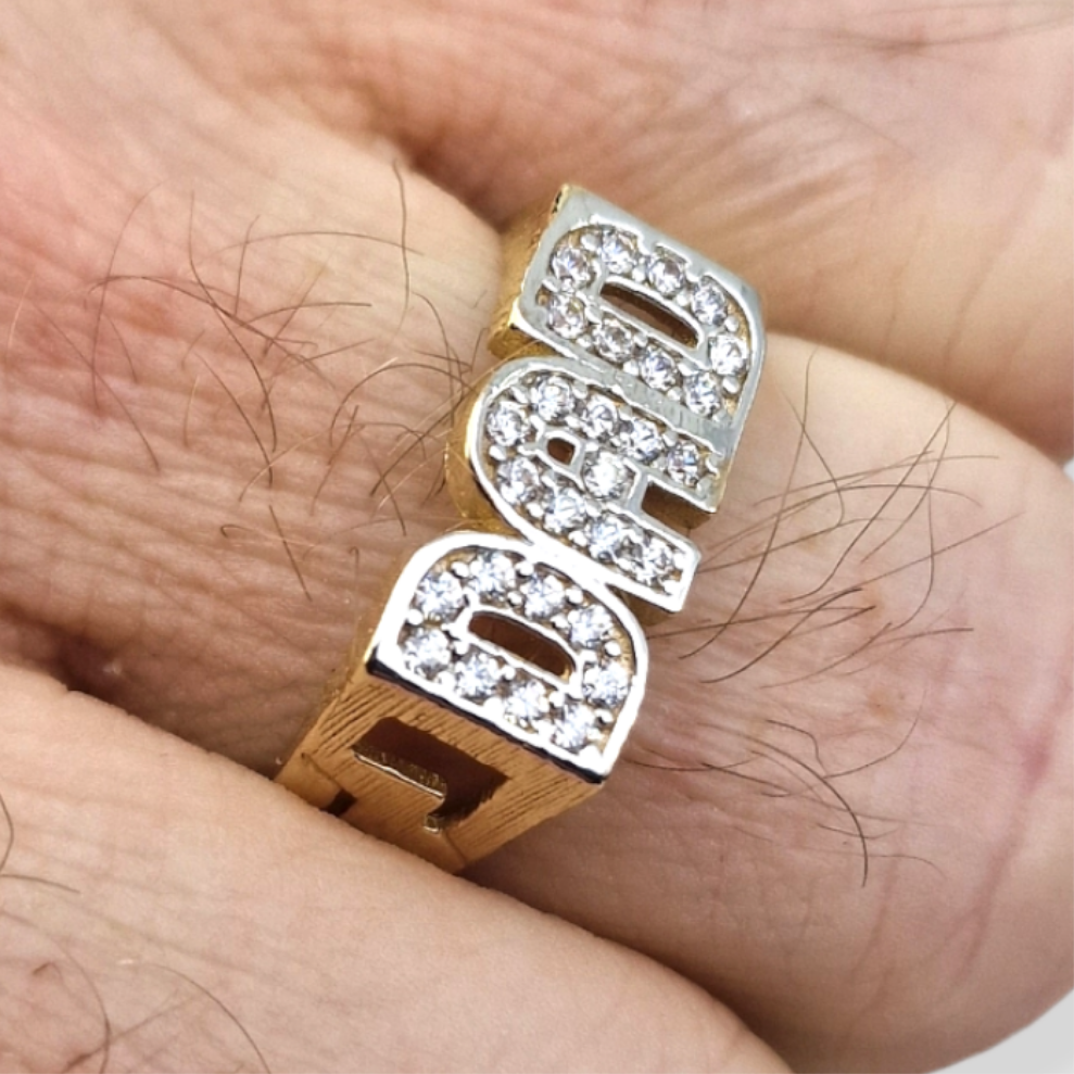 9ct Gold Mens Cubic Zirconia DAD Ring Daniel Gleeson Jewellers