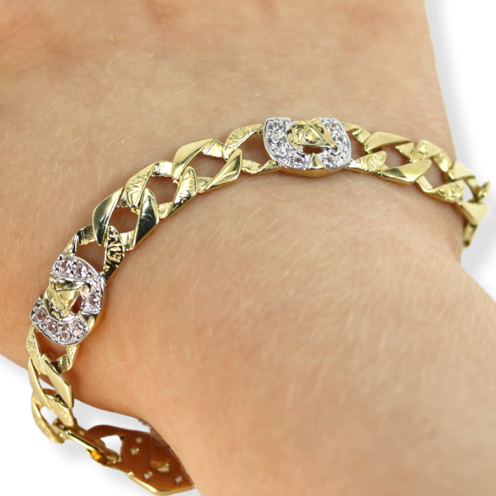9ct Gold Cubic Zirconia Horse Shoe Baby Bracelet – Daniel Gleeson