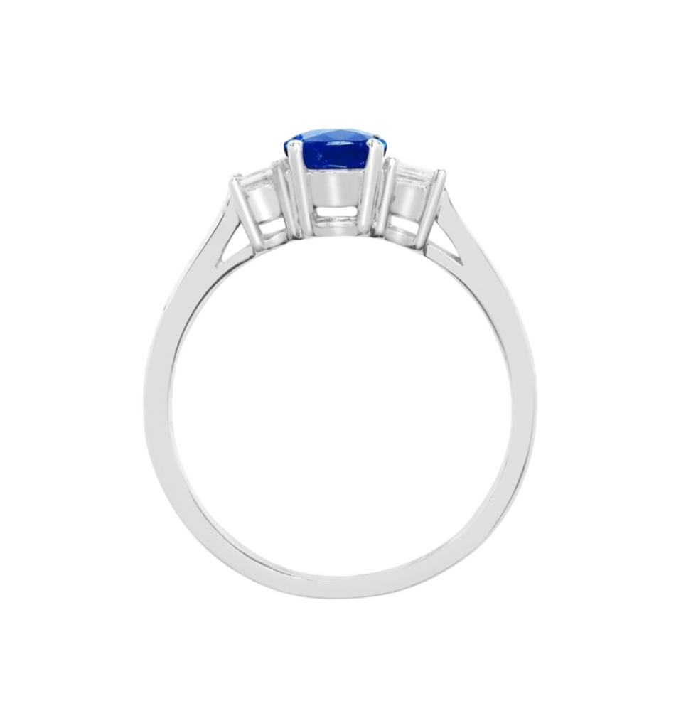 Side profile of an 18ct White Gold Natural Diamond And Sapphire And 3 Stone Ring from Daniel Gleeson Jewellers Cork 