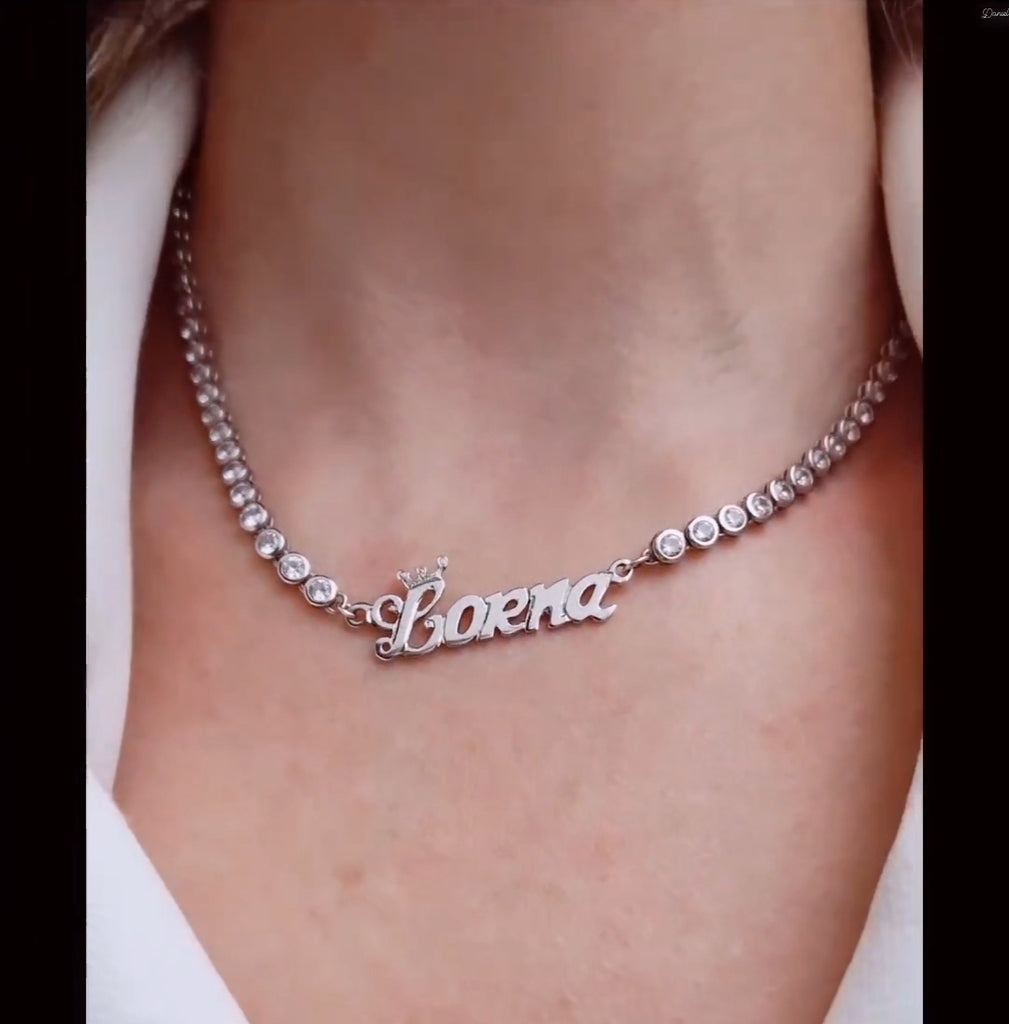 Tennis name chain necklace 