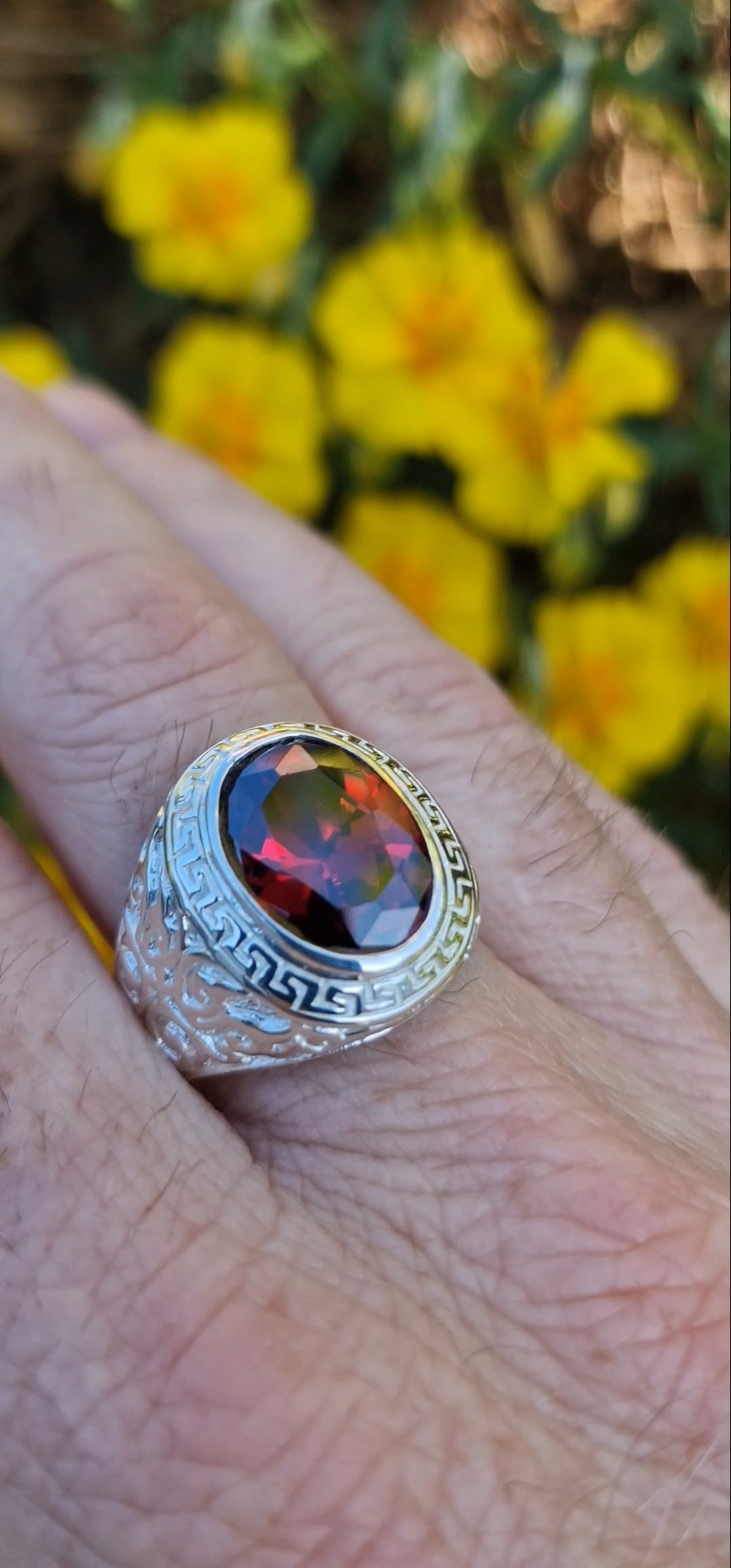 Mens Sterling Silver Garnet Stone Ring – Daniel Gleeson Jewellers
