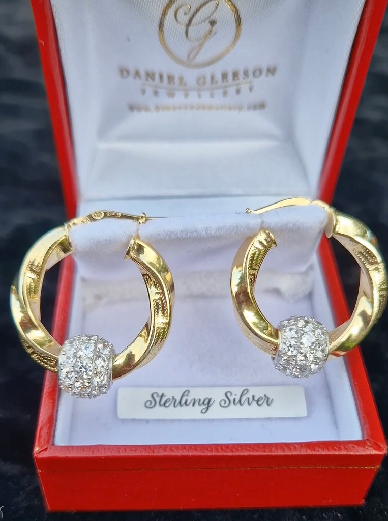 Crystal balls hoop earrings from Daniel Gleeson Jewellers Cork 