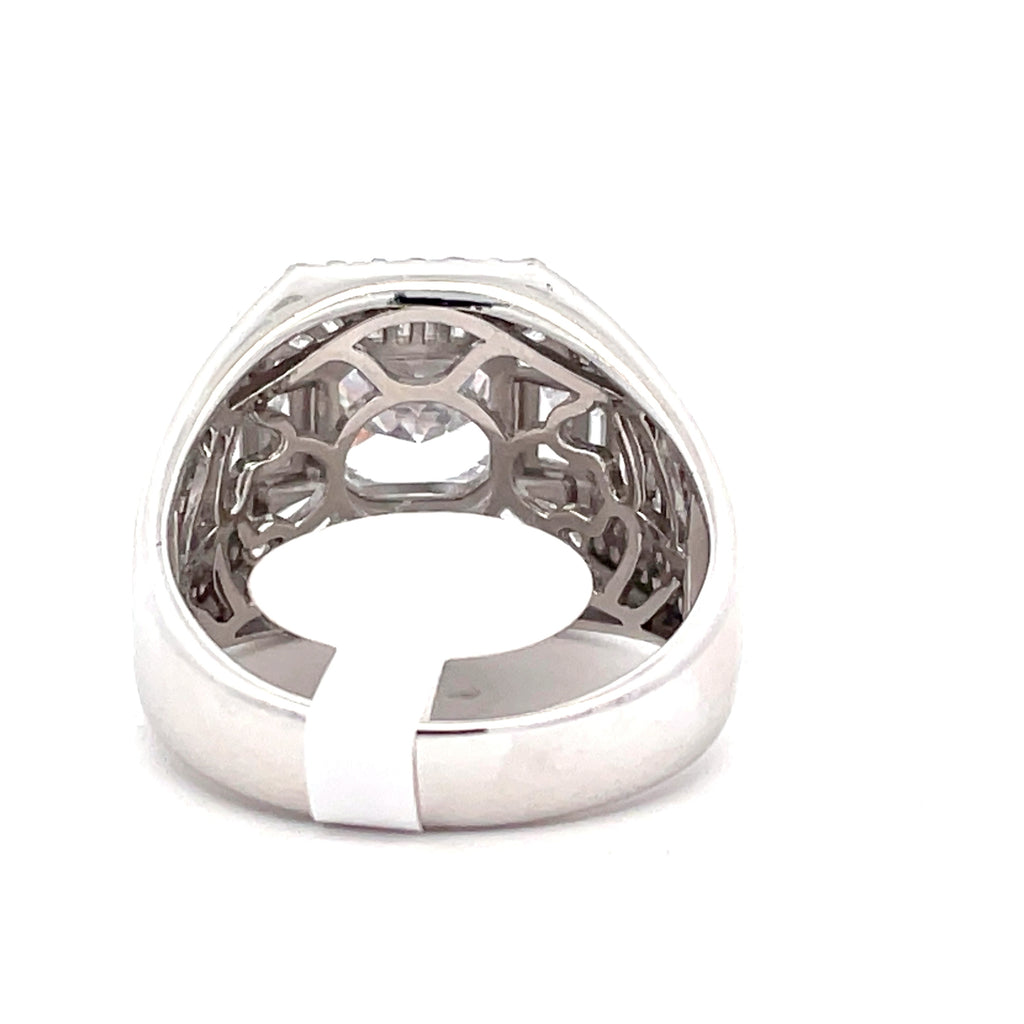 Back view of men’s Sterling Silver large ‘Arcline’ dress ring showing smooth inner band and solid craftsmanship.