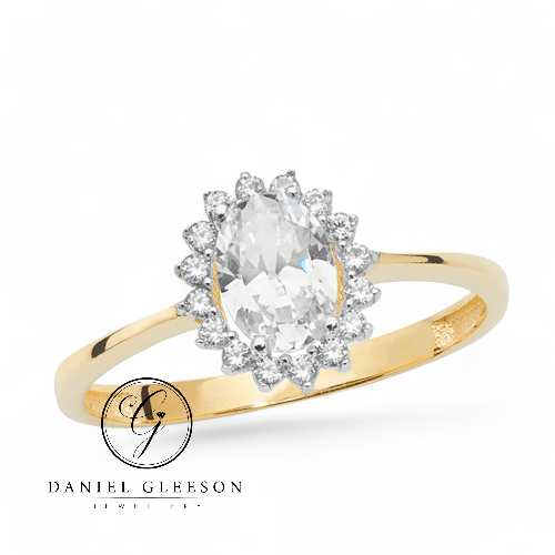 Ladies Classic 9ct Gold CZ Dress Ring  Daniel Gleeson Jewellers
