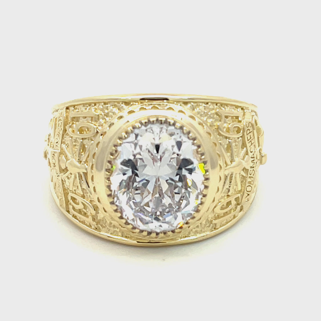 Video of 9ct gold college ring with white stone