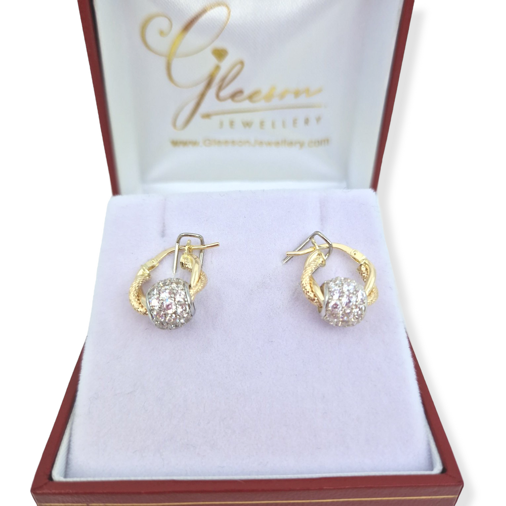 9ct Gold Diamond Cut Cubic Zirconia Ball Hoop Earrings Daniel Gleeson Jewellers, Gleeson Jewellers, Gleesons Jewellers