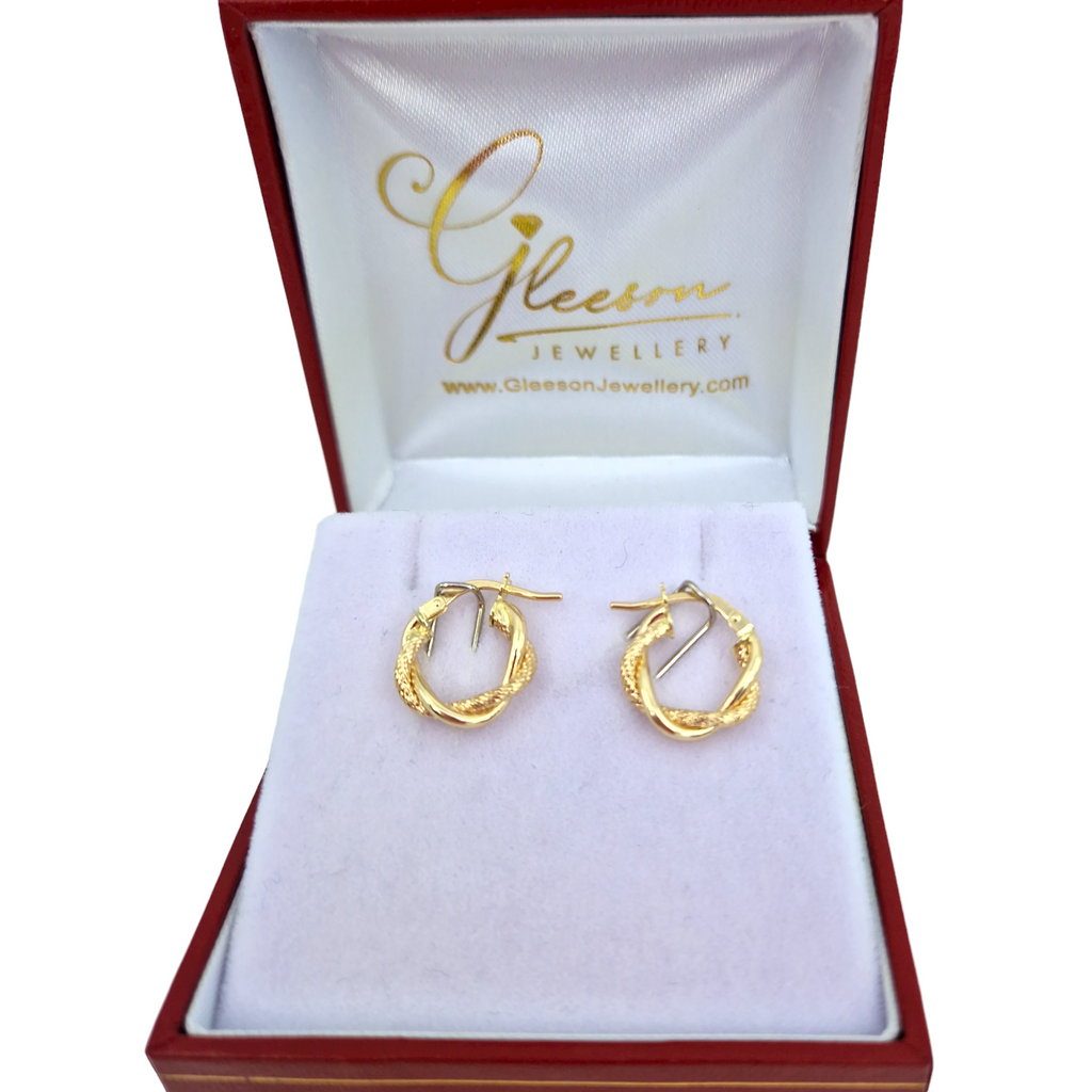 9ct Gold Diamond Cut Hoop Earrings Daniel Gleeson Jewellers, Gleeson Jewellers, Gleesons Jewellers