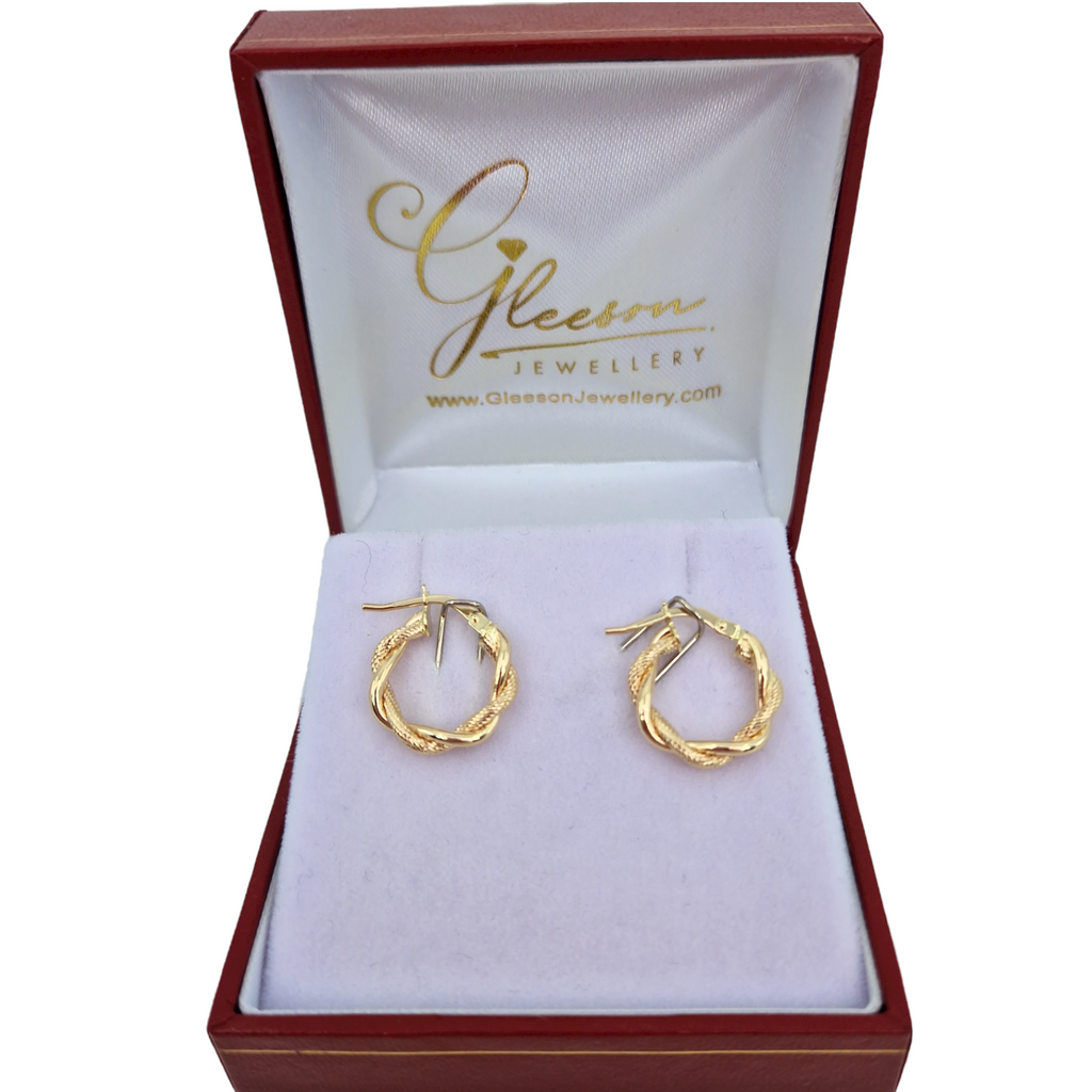 9ct Gold Diamond Cut Hoop Earrings Daniel Gleeson Jewellers, Gleeson Jewellers, Gleesons Jewellers