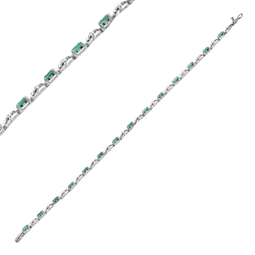 18ct White Gold Diamond and Emerald Bracelet -  8pt Diamond 4.60ct Emerald Daniel Gleeson Jewellers, Gleeson Jeweller, Gleeson jewellers, Daniel Gleeson Jewellery, Gleesons Jewellers, GleesonJewellery.com, jewellers Cork