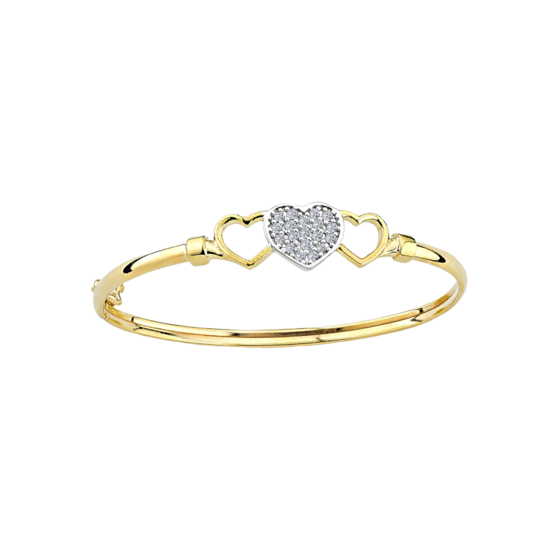 9ct Gold Cubic Zirconia Heart Baby/Girls Bangle Gleeson Jewellery, Daniel Gleeson Jewellers