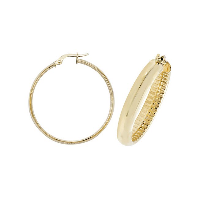 9ct Yellow Gold Hoop Earrings - 30mm gleeson jewellery
