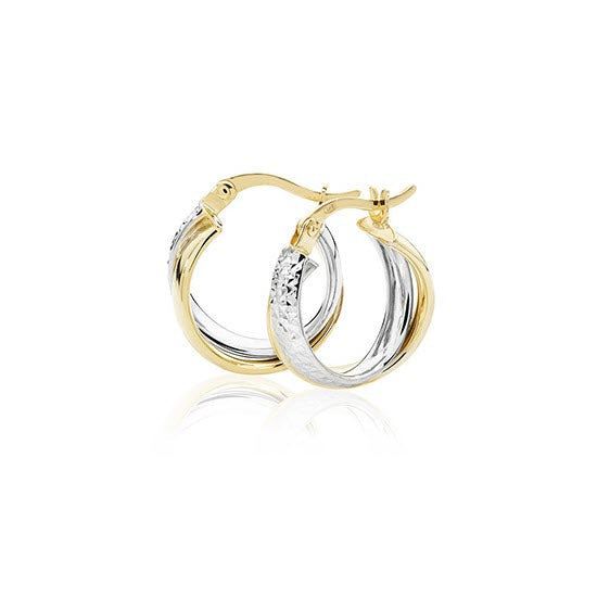 9ct White and Yellow Gold Hoop Earrings gleeson jewellery