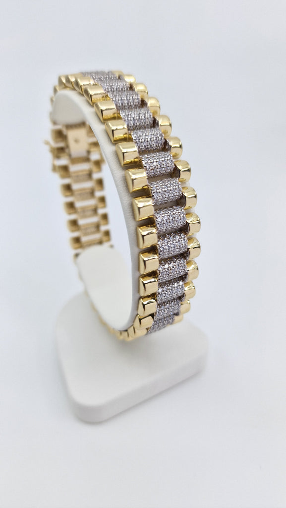 9ct Gold Mens Presidential Style Bracelet, gleeson jewellery