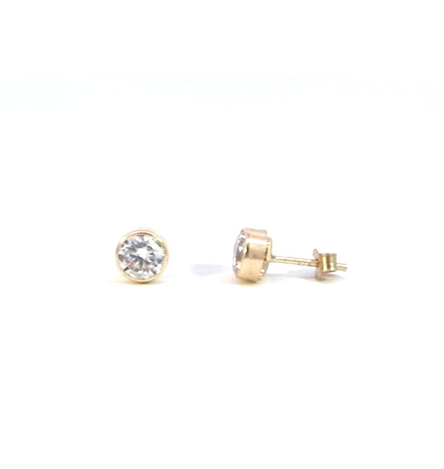 9ct Gold Rubover Bezel Set CZ Stud 5mm Earrings Gleeson Jewellers, Daniel Gleeson Jewellers, Gleesons Jewellers