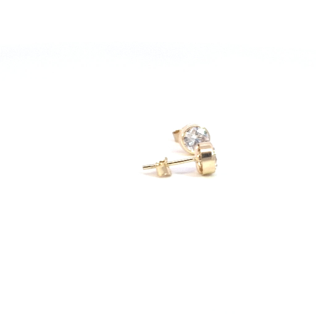 9ct Gold Rubover Bezel Set CZ Stud 5mm Earrings Gleeson Jewellers, Daniel Gleeson Jewellers, Gleesons Jewellers