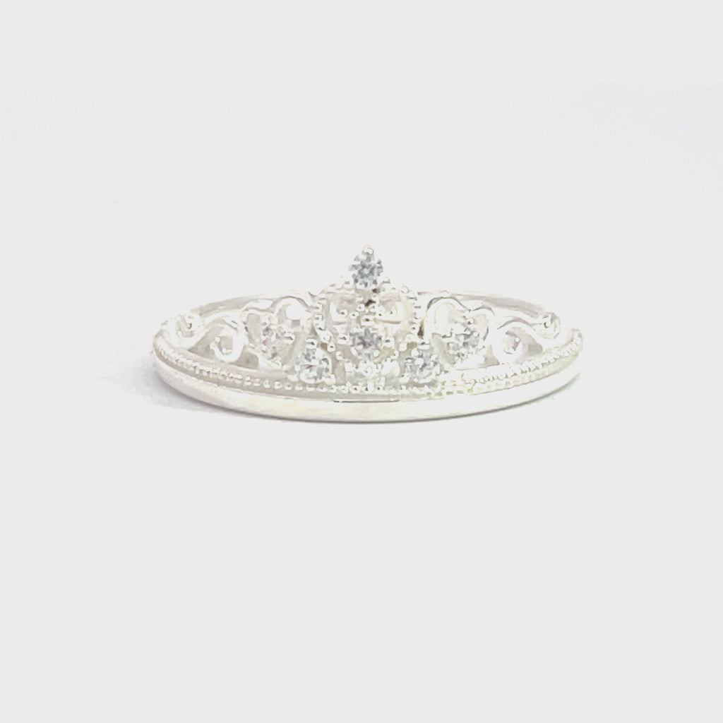 Sterling Silver Ladies/Children's Tiara Crown Ring