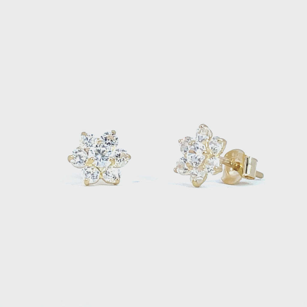 9ct Gold CZ Cluster Stud Earrings