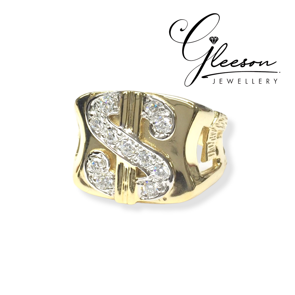 9ct Gold Mens Cubic Zirconia Dollar Ring Daniel Gleeson Jewellers, Gleeson Jewellers, Gleesons Jewellers