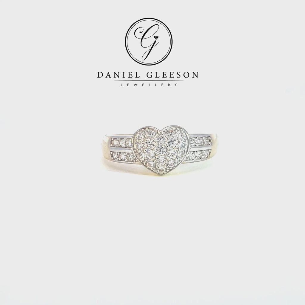 Ladies gold pave heart ring Daniel gleeson jewellery 