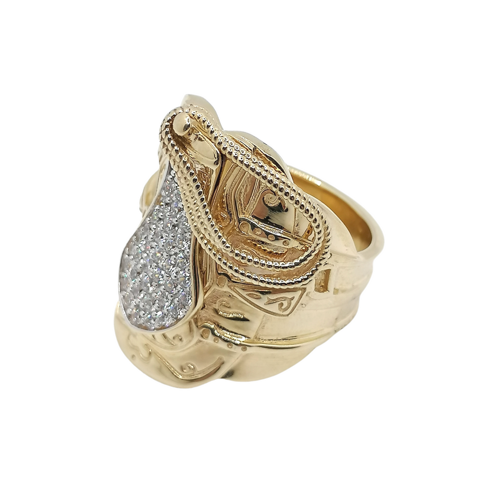 9ct Gold Mens Cubic Zirconia Saddle Ring Daniel Gleeson Jewellers, Gleeson Jewellers, Gleesons Jewellers