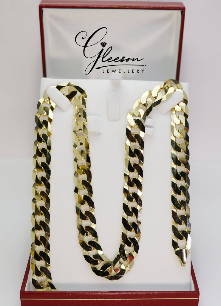 9ct Gold Gents Heavy Curb Chain 22" Daniel Gleeson Jewellers, Gleeson Jeweller, Daniel Gleeson Jewellery, Gleesons Jewellers