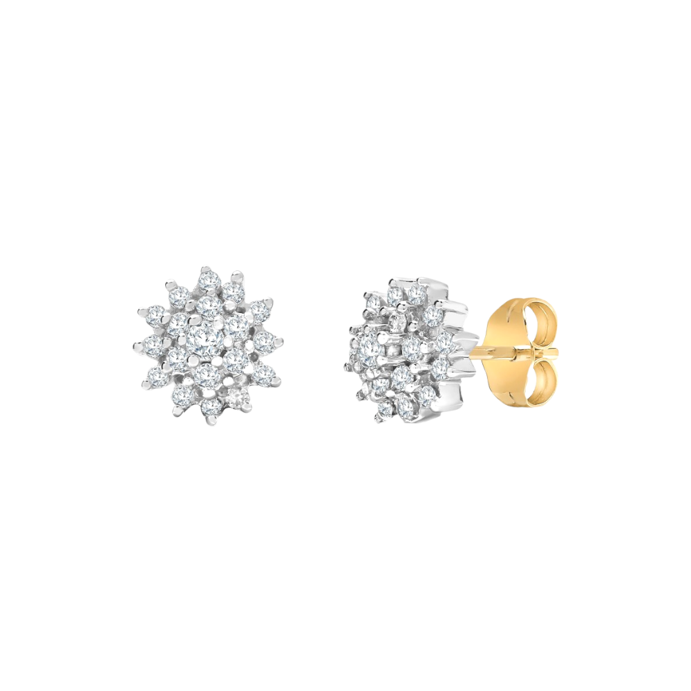 9ct Gold Diamond Cluster Stud Earrings - 50pt Diamond Daniel Gleeson Jewellers, Gleeson Jeweller, Daniel Gleeson Jewellery, Gleesons Jewellers