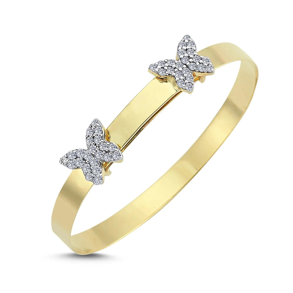 9ct Gold Expandable Cubic Zirconia Double Butterfly Baby Bangle Daniel Gleeson Jewellers, Gleeson Jeweller, Daniel Gleeson Jewellery, Gleesons Jewellers