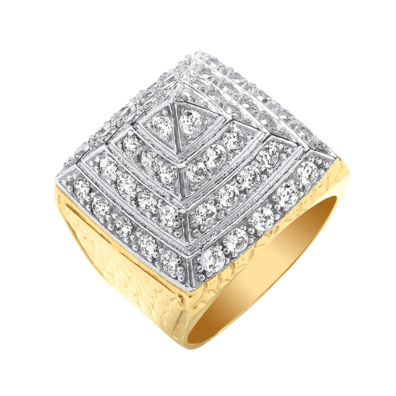 Mens gold deals pyramid ring