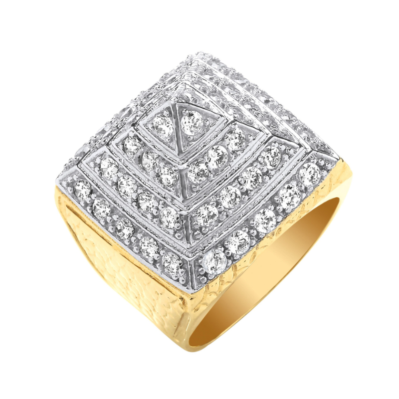 9ct Gold Mens Cubic Zirconia Pyramid Ring Daniel Gleeson Jewellers