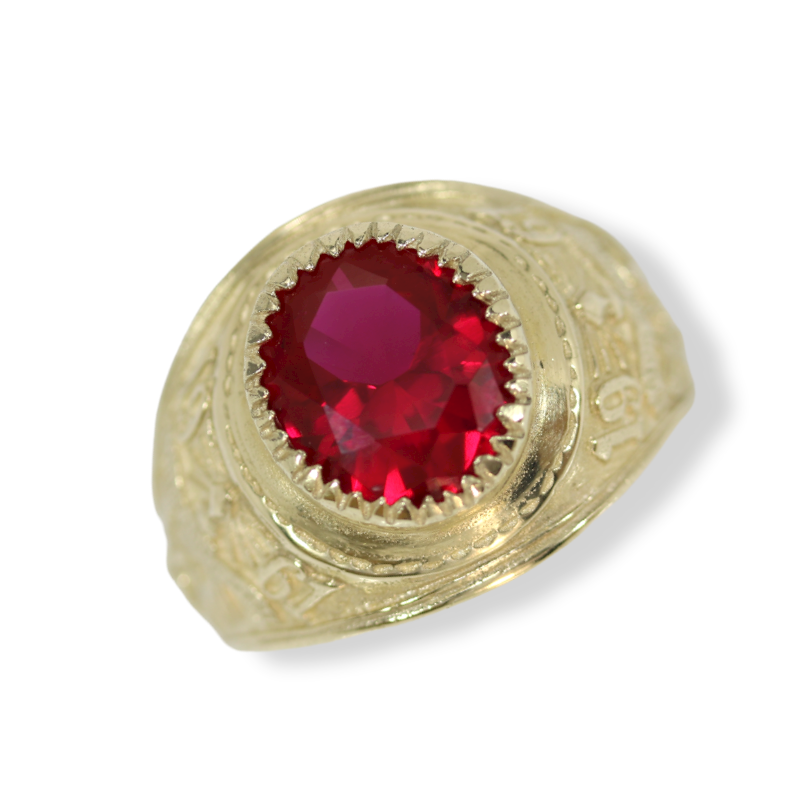 9ct Gold Red Ruby Cubic Zirconia Mens College Ring Gleeson Jewellery, Daniel Gleeson Jewellers Cork, Gleesons Jewellers