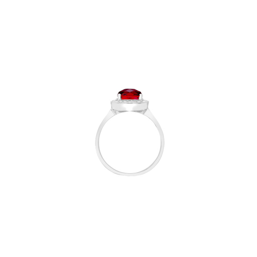 9ct White Gold Diamond and Garnet Cushion Ring gleeson jewellery