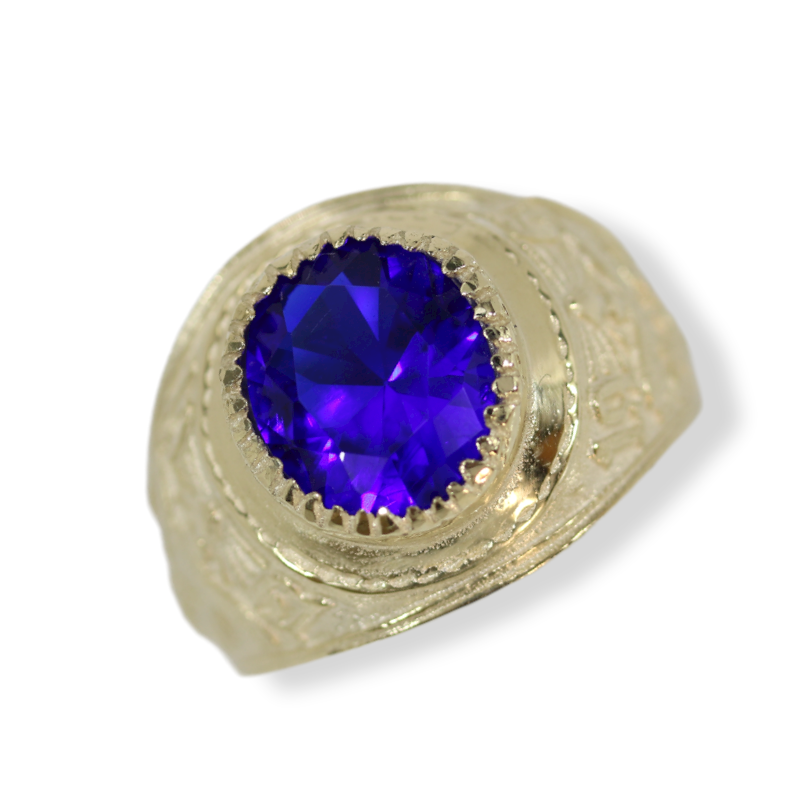 college ring with blue stone 9ct gold