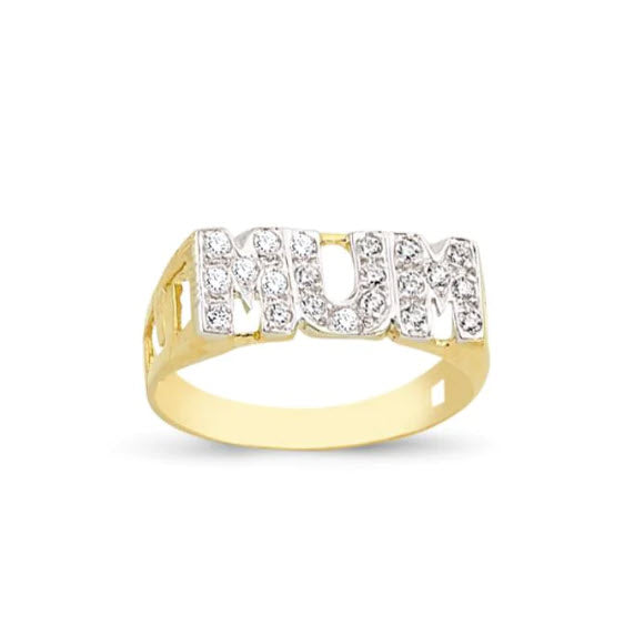 9ct Gold Cubic Zirconia Mum Ring Gleeson Jewellers, Daniel Gleeson Jewellery, Gleeson Jeweller, Gleesons Jewellers