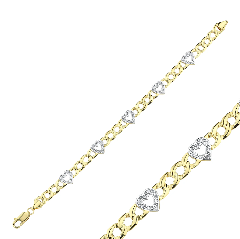 9ct Gold Cubic Zirconia Ladies Heart Bracelet Gleeson Jewellery, Daniel Gleeson Jewellers