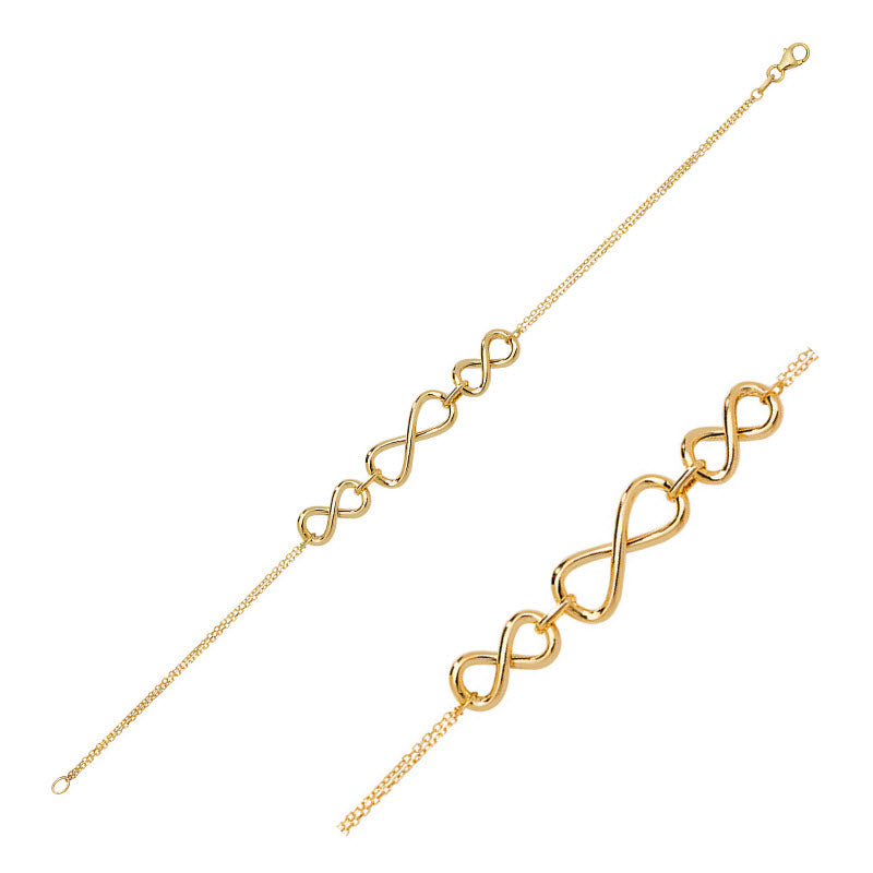 9ct Yellow Gold Infinity Chain Bracelet gleeson jewellery