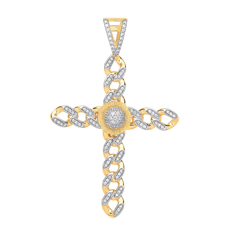9ct Yellow Gold Cubic Zirconia Large Style Cross gleeson jewellery