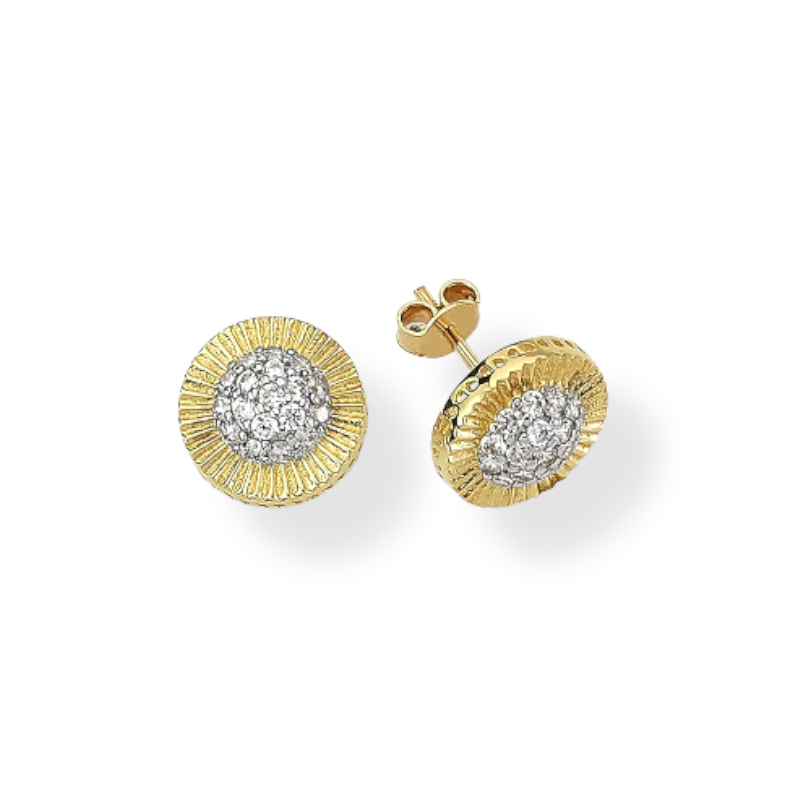 9ct Gold Cubic Zirconia Rolex Stud Earrings - Large Size 15mm Gleeson Jewellers, Daniel Gleeson Jewellery, Gleeson Jeweller, Gleesons Jewellers